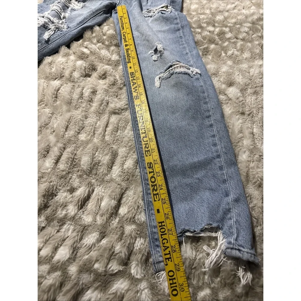 American Eagle Pride 90s Straight Distressed Raw Hem Denim Jeans Women Size 0